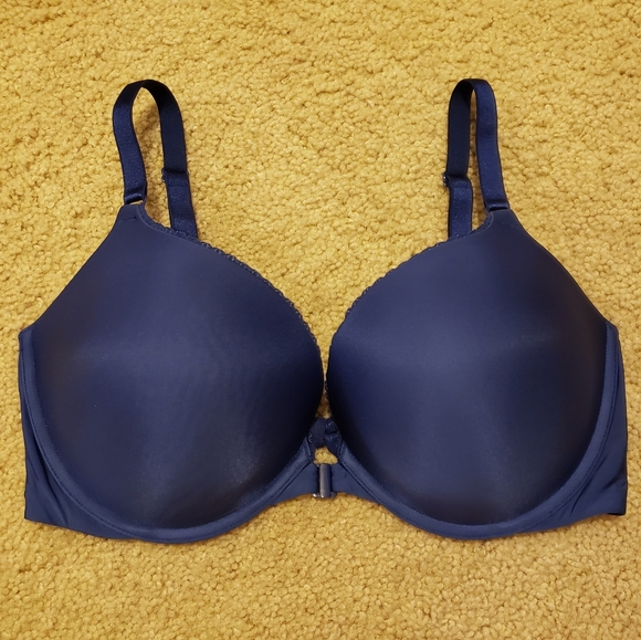 Victoria's Secret Navy Front Snap Closure Push-Up Bra, Size 36DD, EUC Like-New - Picture 2 of 8
